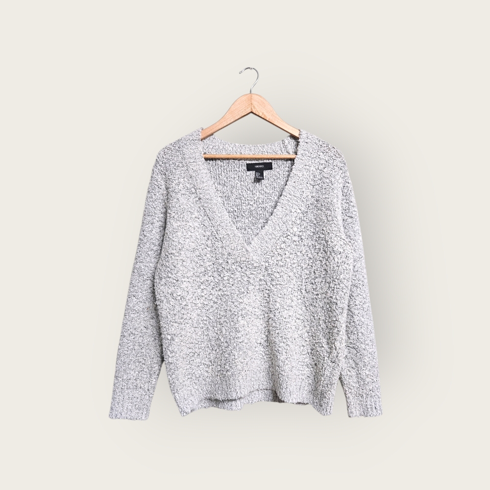 Forever 21 Heathered Gray V-Neck Sweater